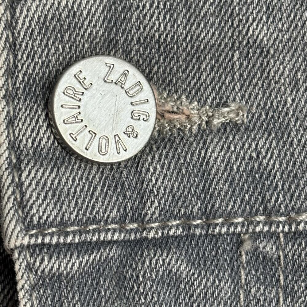 Zadig Voltaire Womens Denim Skirt Medium 38 Gray Raw Hem Mini Boho Festival - Picture 6 of 8